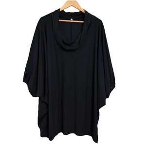 Bryn‎ Walker Black Draped Cowl Neck Oversized Tunic Top XL Minimalist